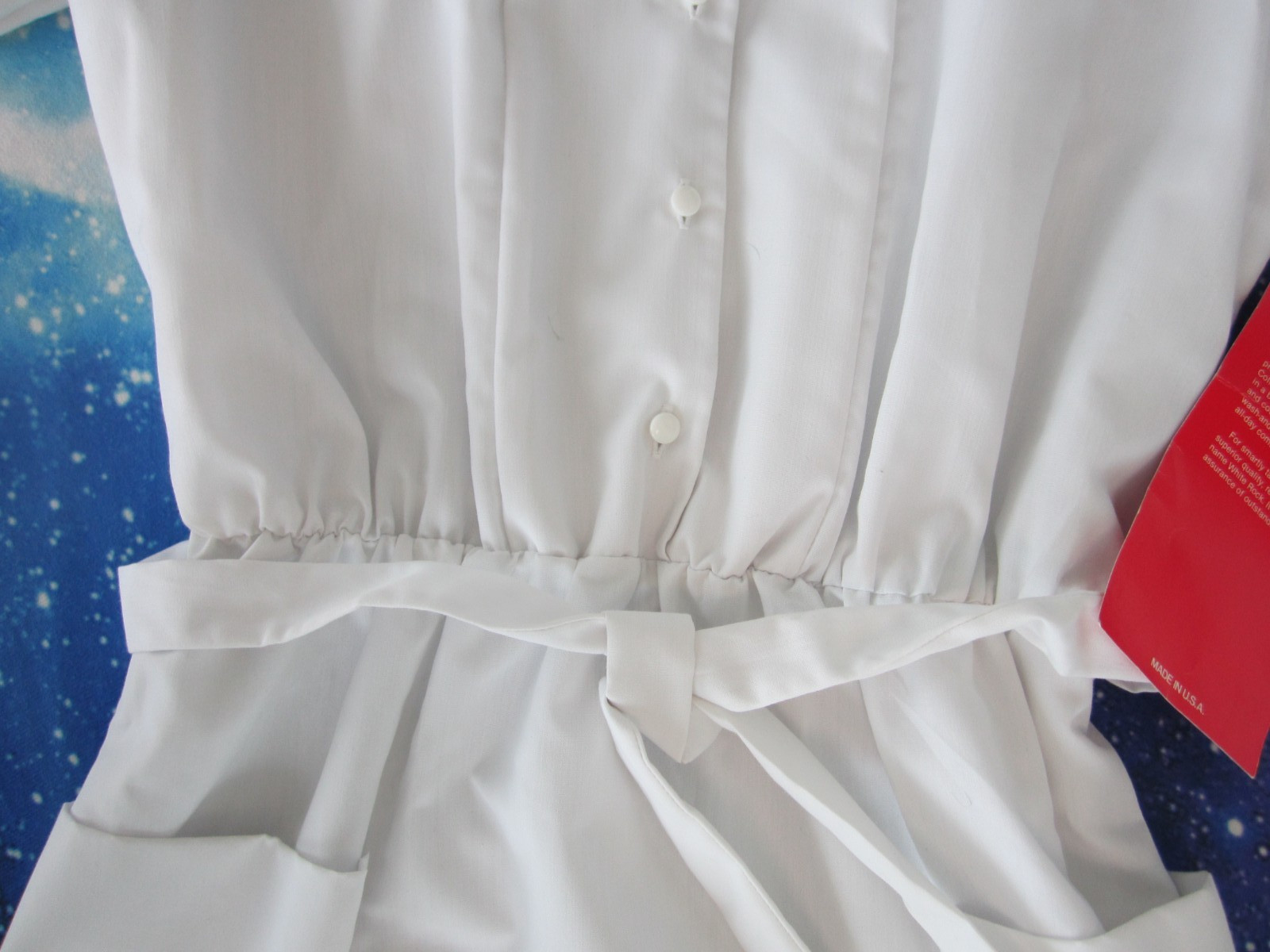 True Vintage 1960s White Rock Uniform Medical Nurse Dress USA Size 15/16 NWT