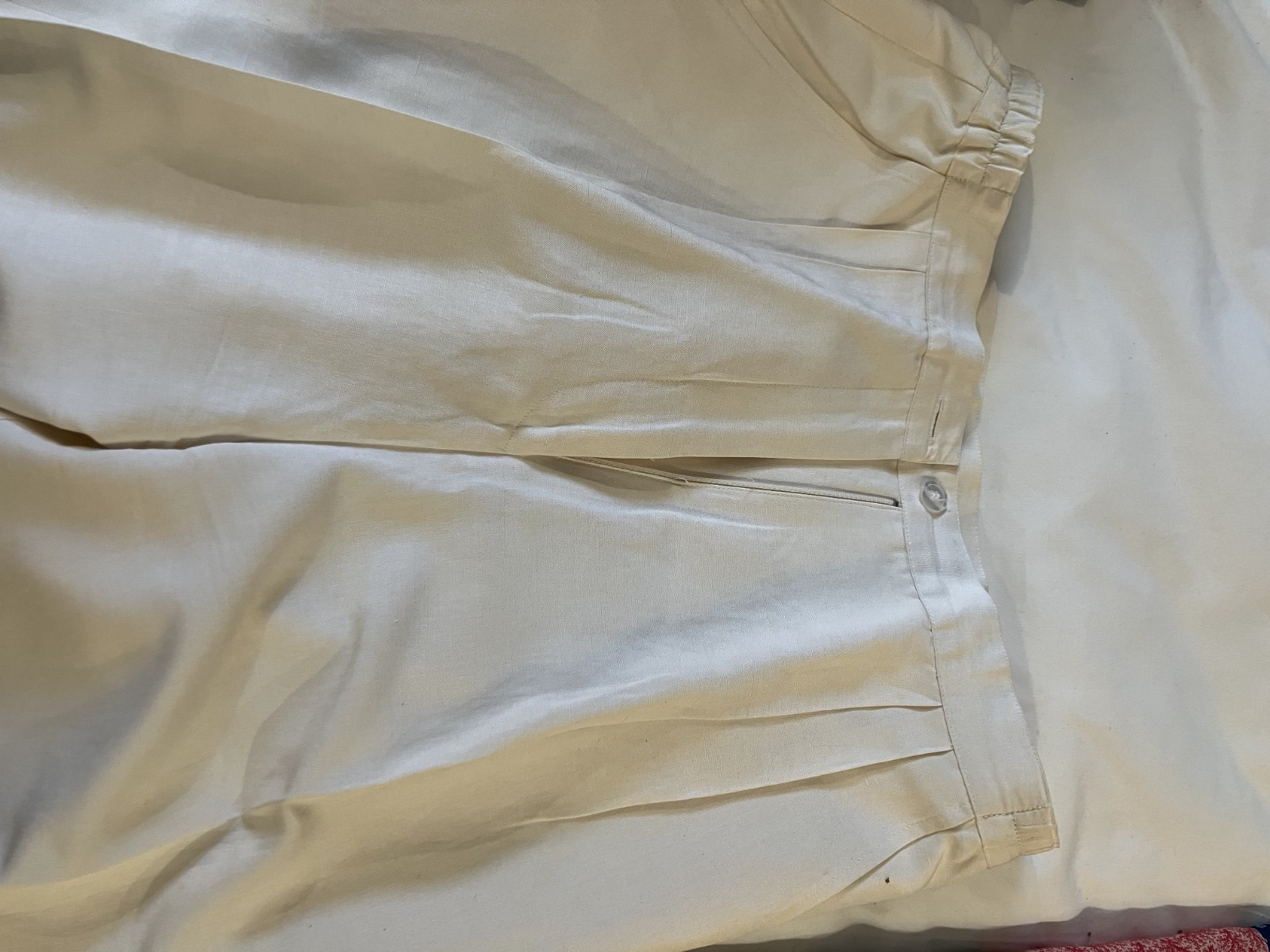 Suzelle Vintage Woman’s Silk Linen 2 Pc. Jacket and Pants Size M Ivory- Pants 10