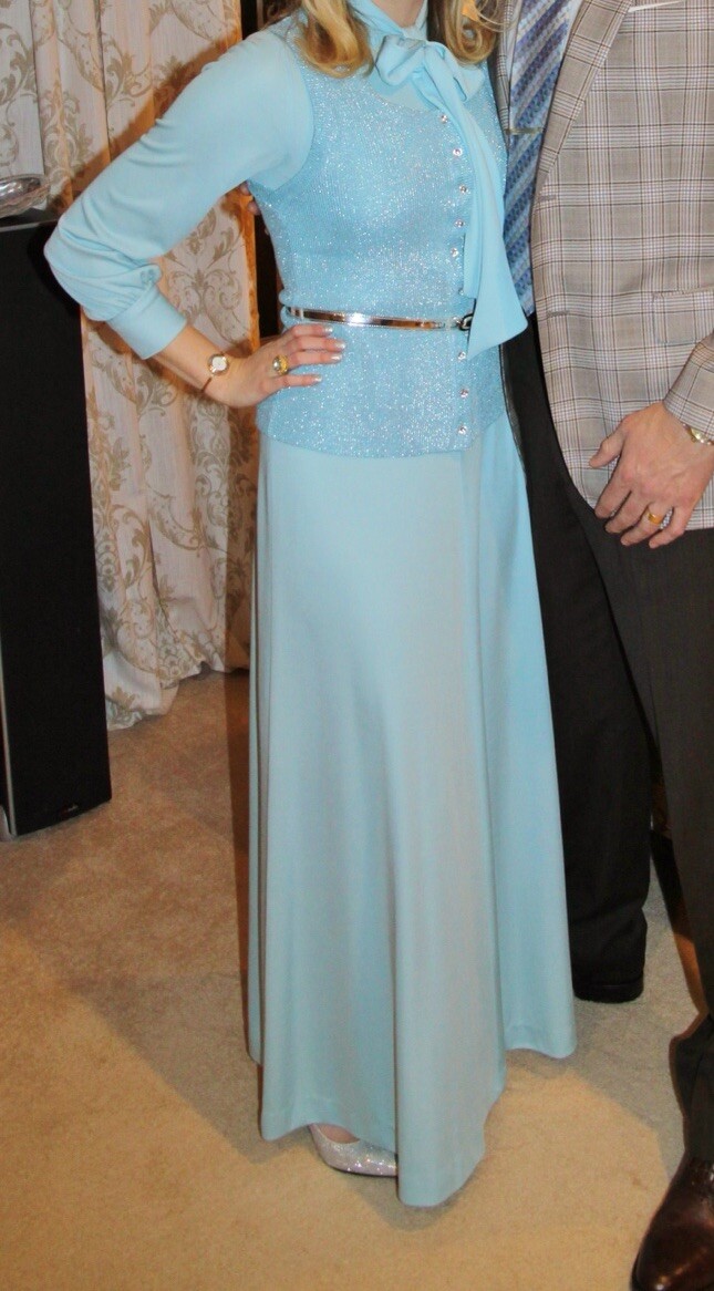 1970s Ayer’s Unlimited Mad Men Baby Blue Dress & Sweater Size 8 (2-4) EUC
