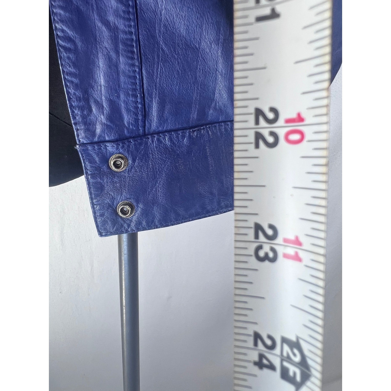 Avanti Vintage 80s Leather Bomber Jacket Cobalt Blue Puff Shoulder Womens Small