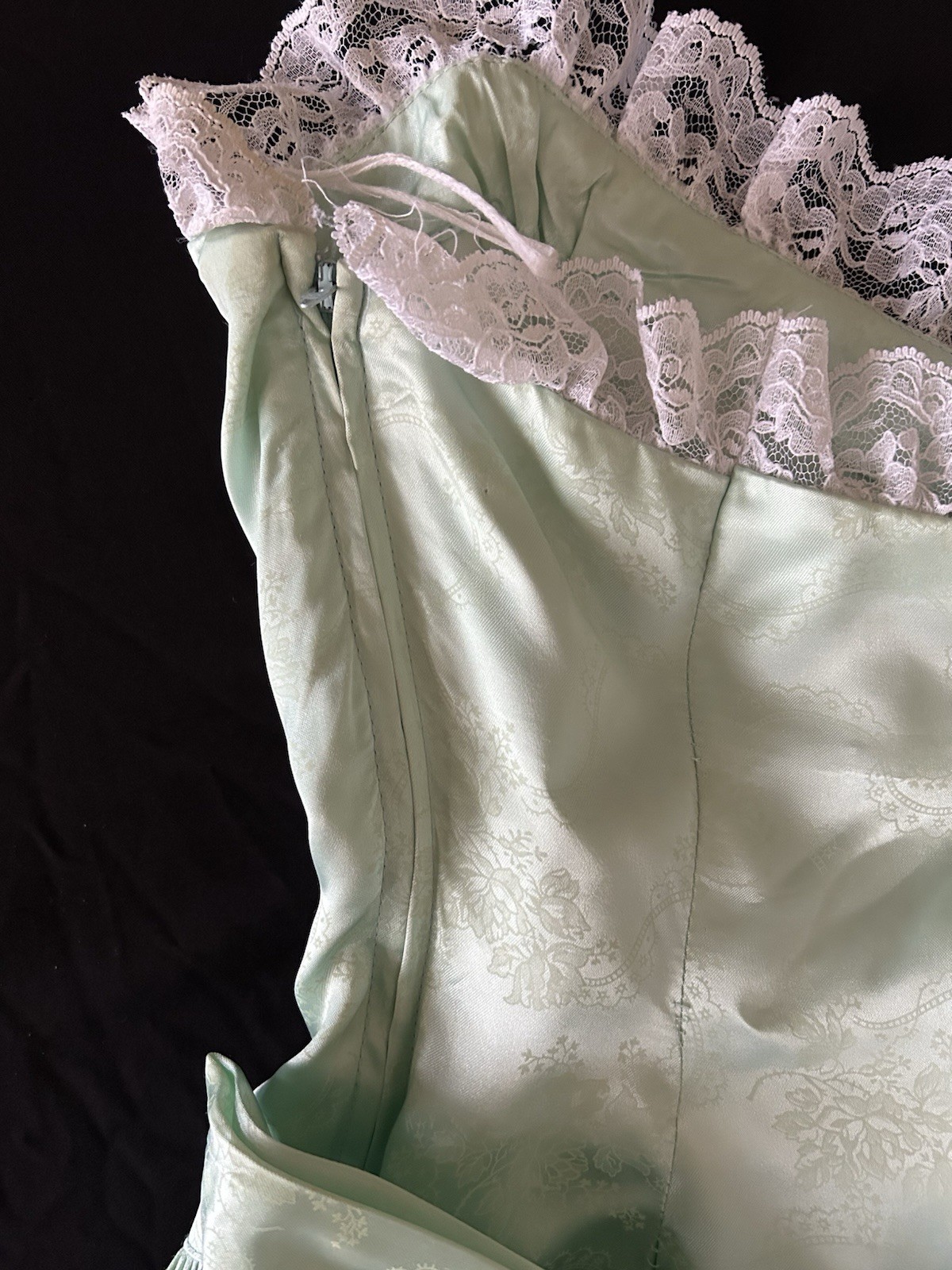 Rare Vintage Gunne Sax by Jessica McClintock Satin Lace Dress & Bonnet Size 11