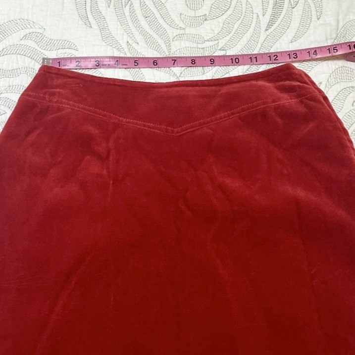 Vintage 1970s Malli Mari Finland Velvet A-line Knee-length Skirt Red Size 38 S