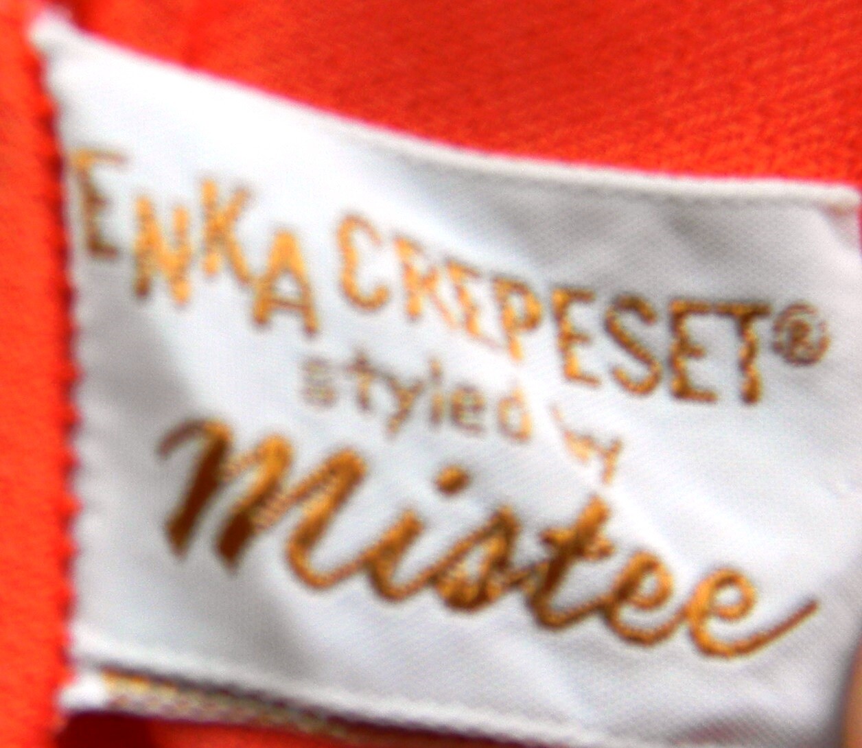 Vintage Enka Crepeset Mistee Nightgown Loungewear Orange Gold Trim Caftan Robe M