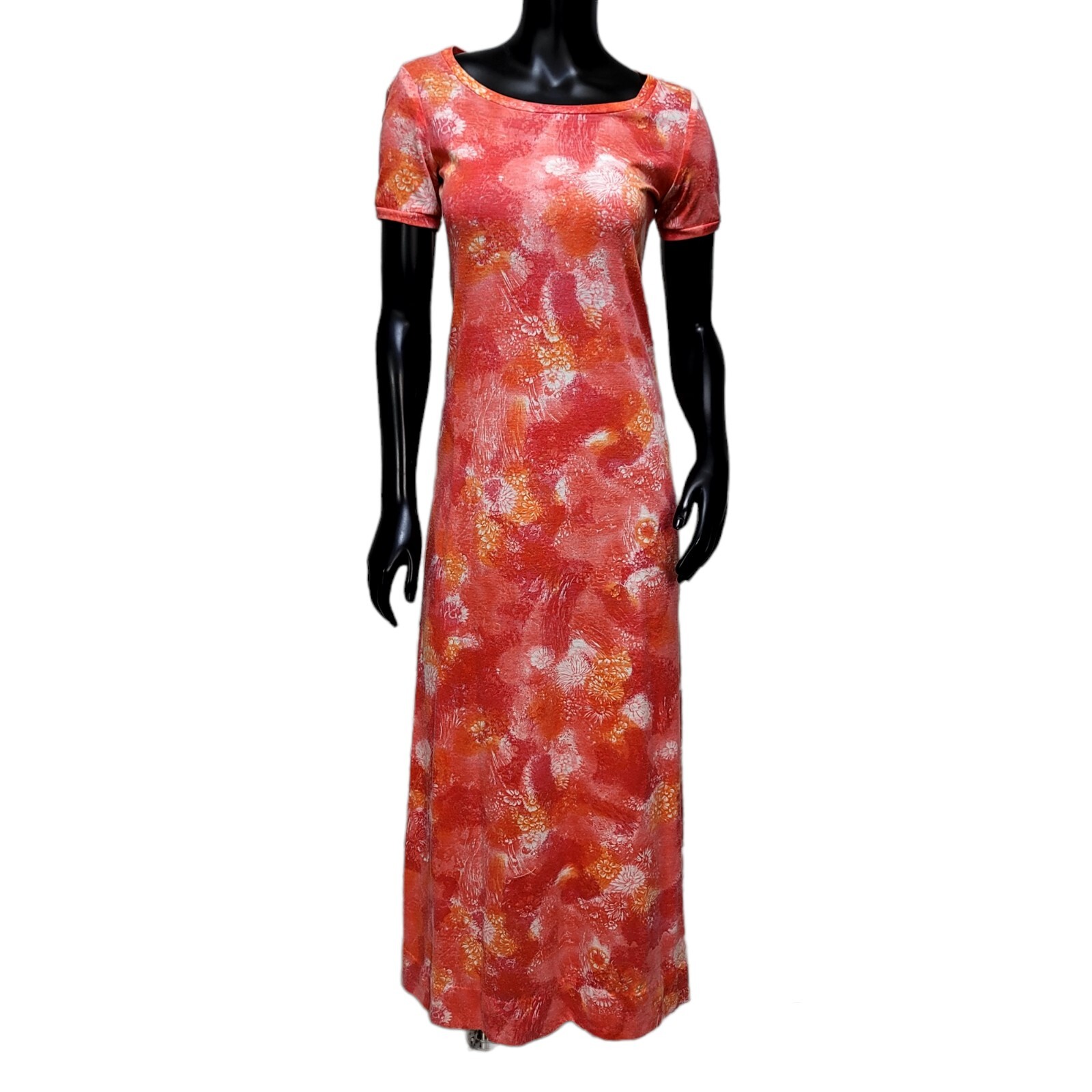Vintage Liberty House Nani Hawaii Coral Tropical Floral Maxi Dress Womens S Tiki