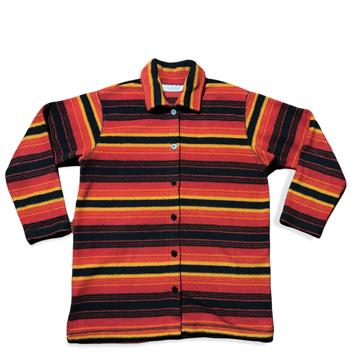 Chaus Sport Vintage Y2K Grandma Sweater Small Oversized Stripes Fleece Warm