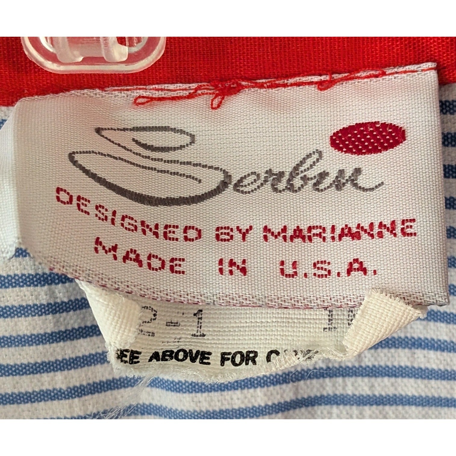 Serbin Shirt Dress Womens 16 Blue White Striped Good Vintage Belted Midi USA