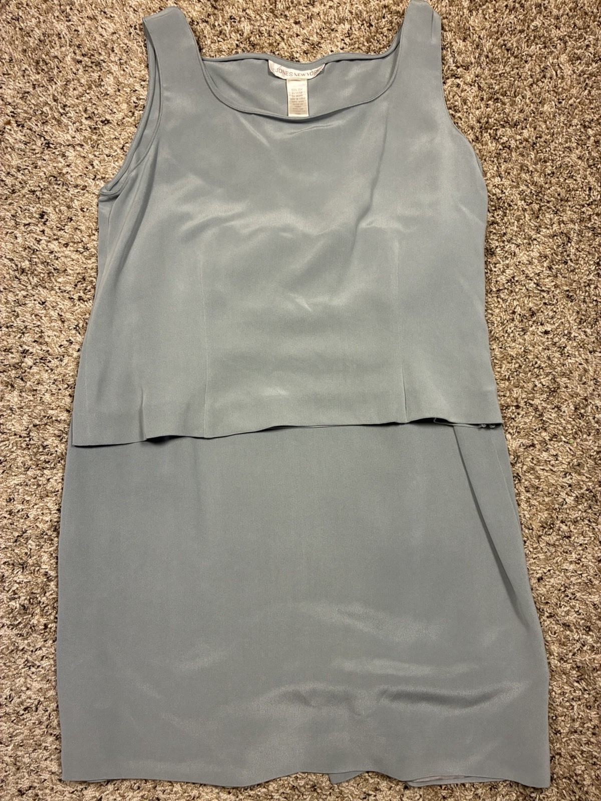 VTG 90s Jones New York 100% Silk Matching Skirt Tank Top Set Duck Egg Blue 10/12