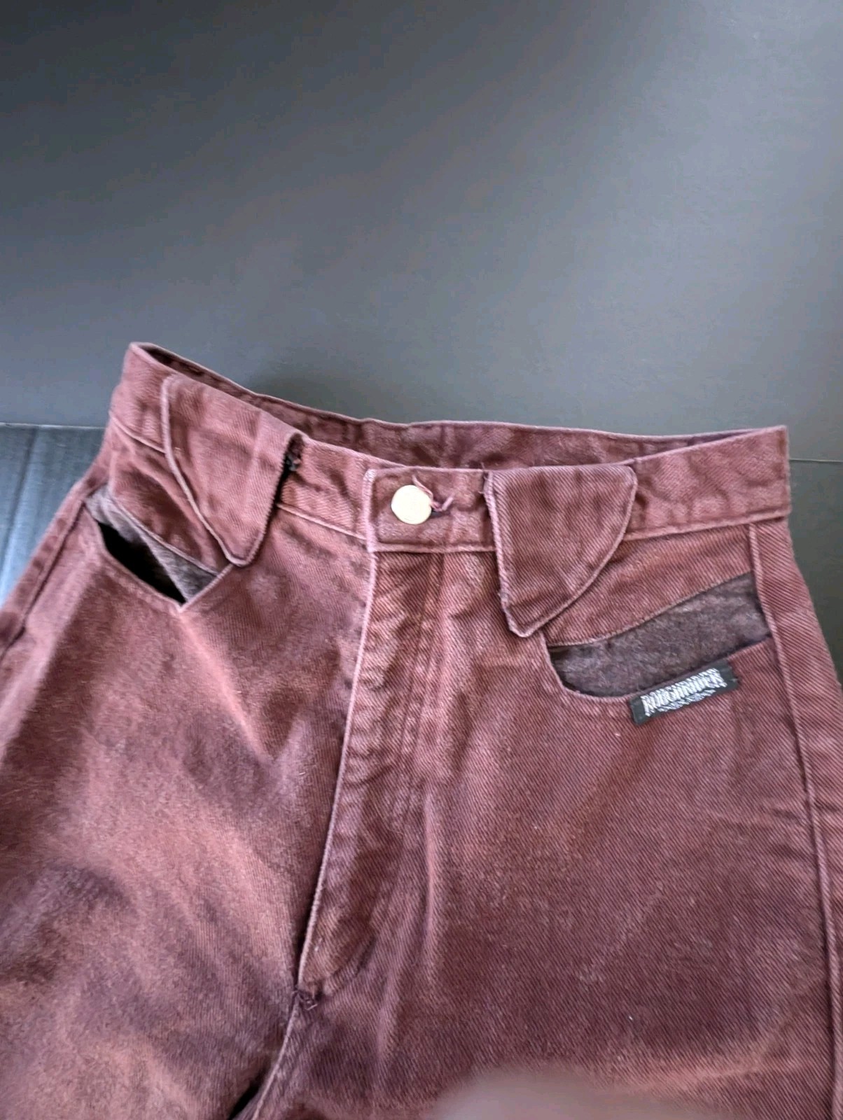 Vintage Roughrider Circle T Maroon Western Bareback Jeans W24 L35 Rare 80’s 90’s