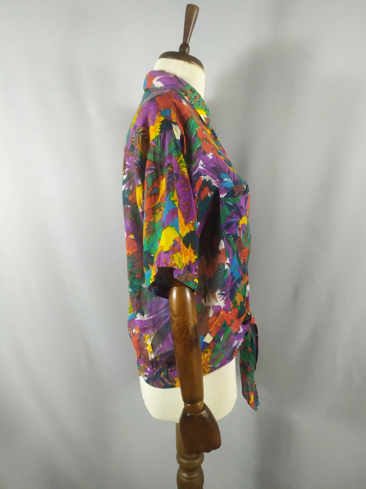 Vintage Blouse Shirt Button Down Viscose Multicolor 1990s