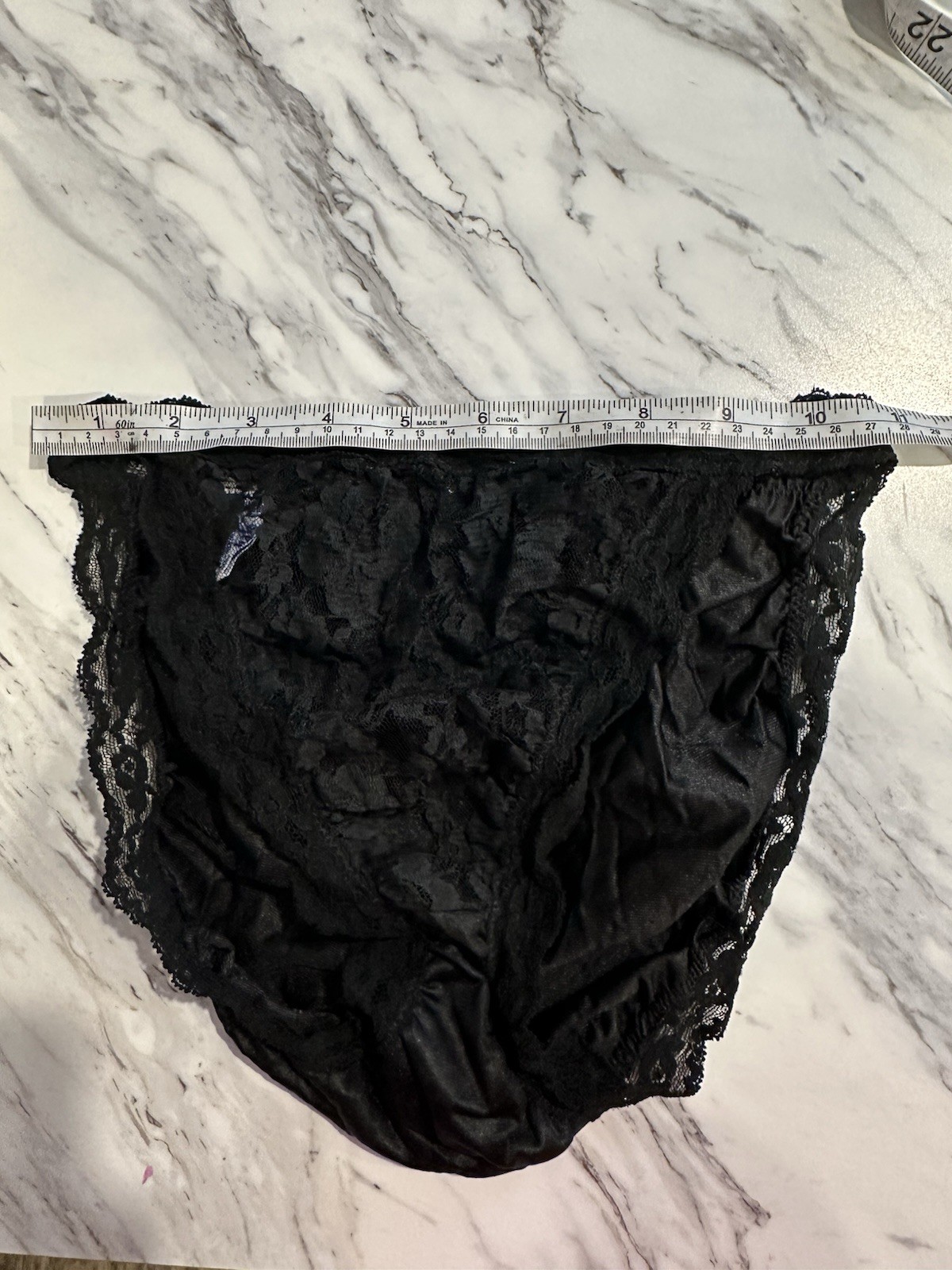 Vintage Glydons Hollywood String Bikini Style Lace Panties Black Sz Medium