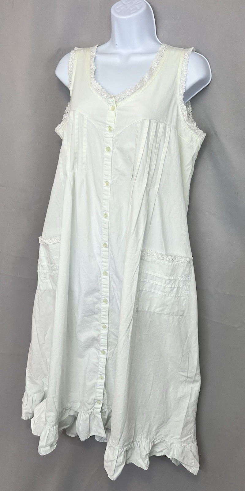 VTG Allison Smith Nightgown Womens Medium Green 100% Cotton Victorian Y2K