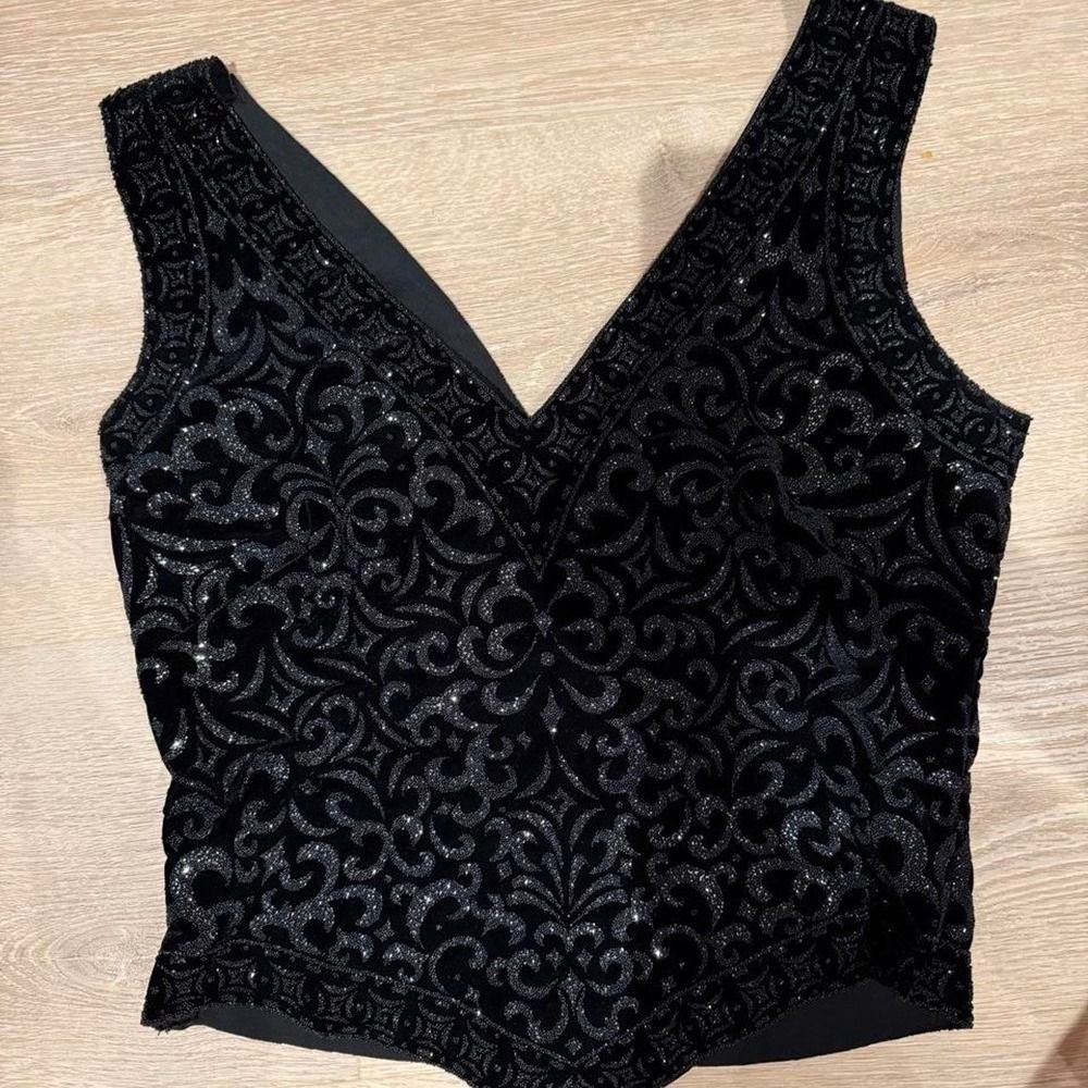 Vintage Tadashi Shoji Beaded V-Nexk Top