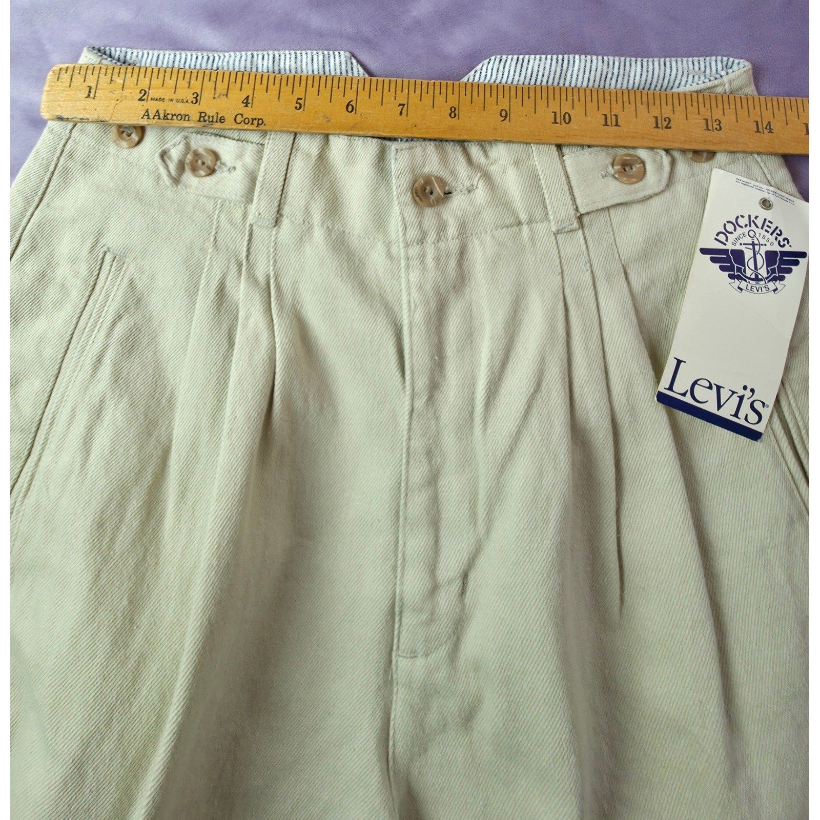 Levi’s Dockers Trousers Womens 10 Beige NEW Vintage Pleated High Waist