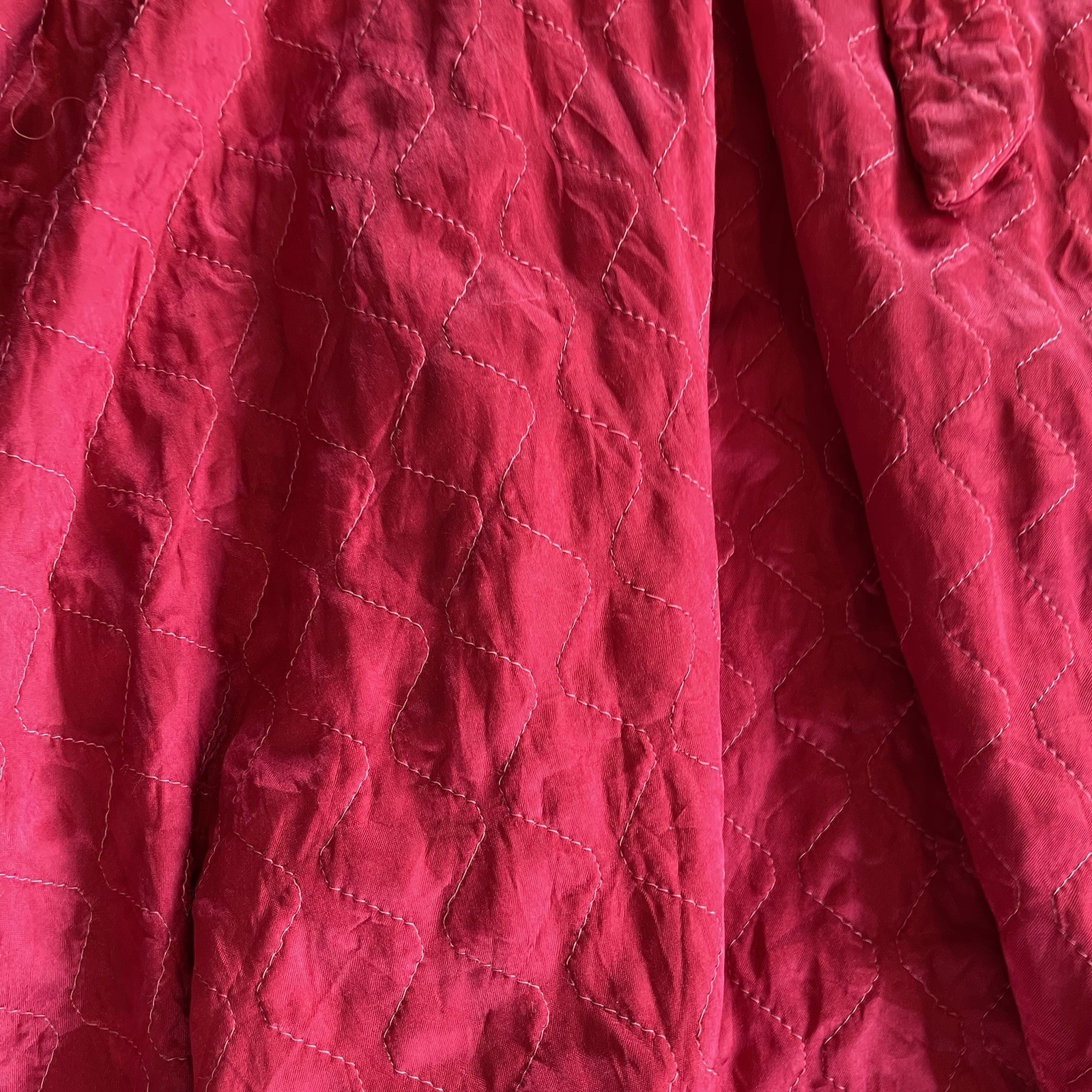 Vintage Textron Quilted Robe Womens Medium Red Satin Long Belted Loungewear