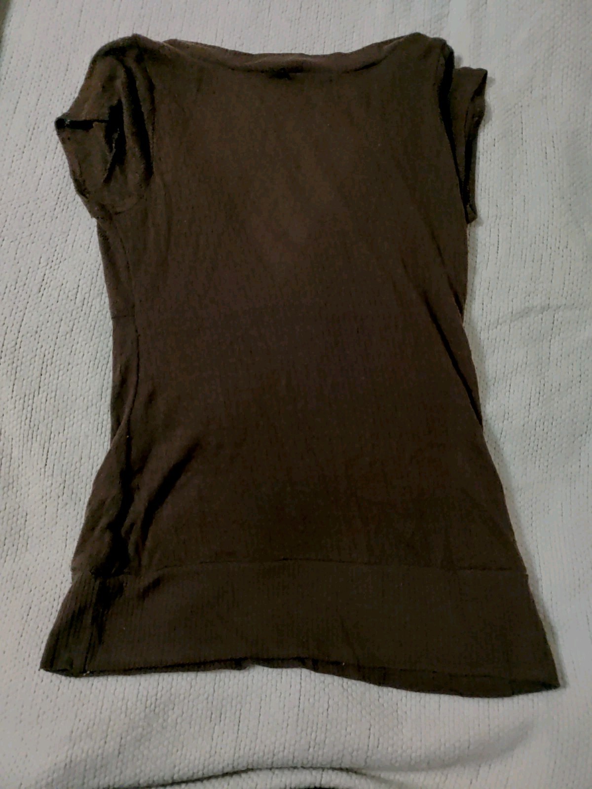 Vintage Charlotte Russe Top Lightweight Sweater V Neck Brown Small Cap Sleeve