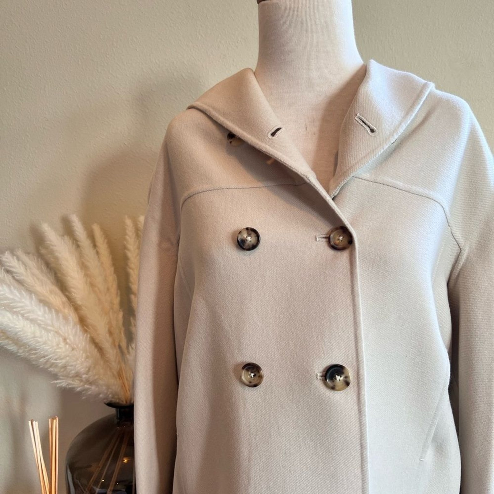 Massimo Alba Beige Hooded 100% Wool coat