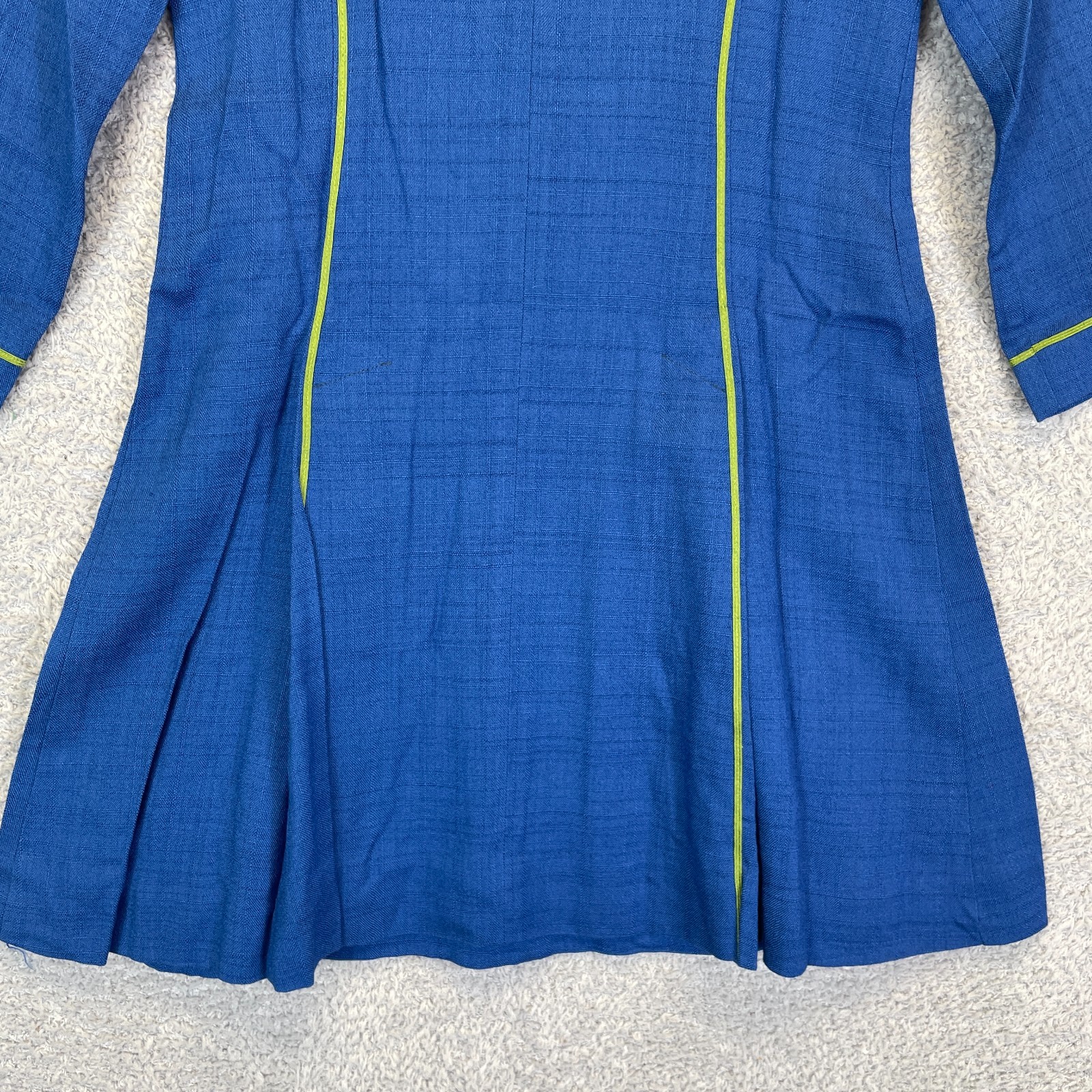 Vintage 1960s Ruth of Carolina Cobalt Mod Dress Embroidered Grapes A-Line XS