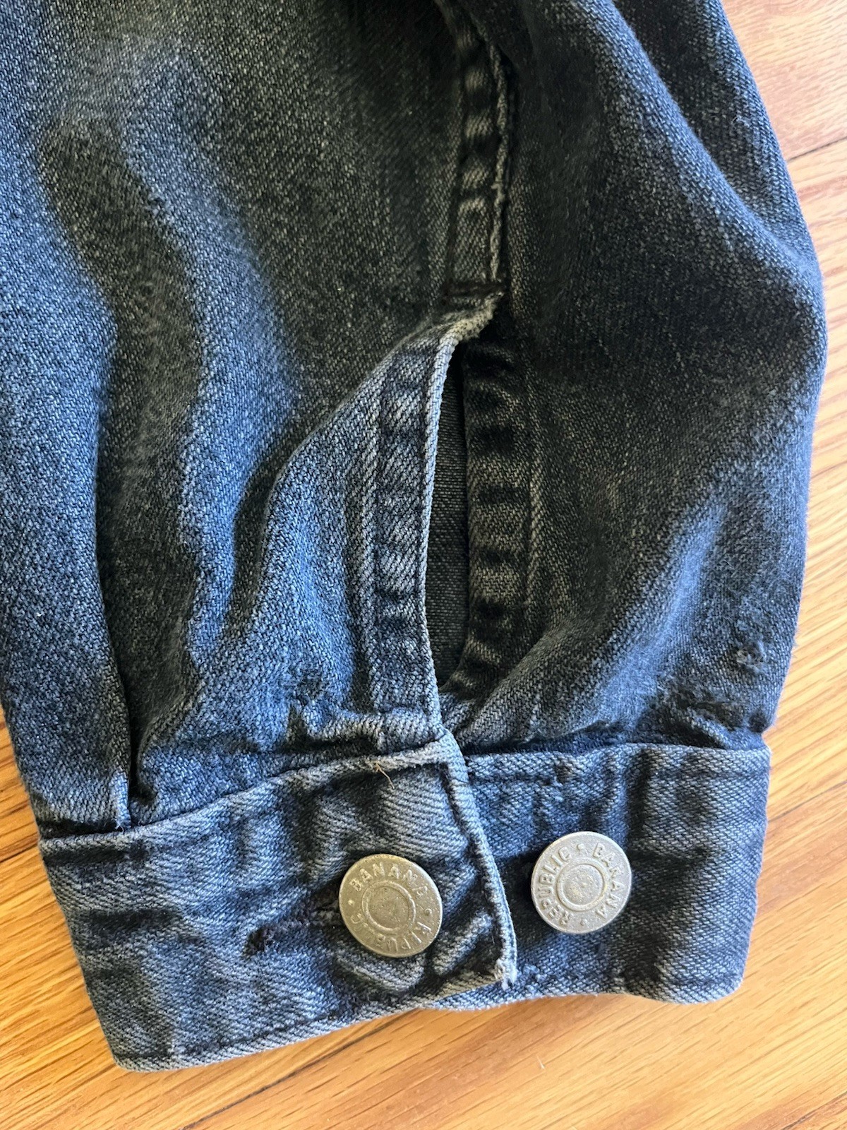Vtg 80s Banana Republic Safari Dark Blue Denim Jean Jacket Women’s Bomber Style