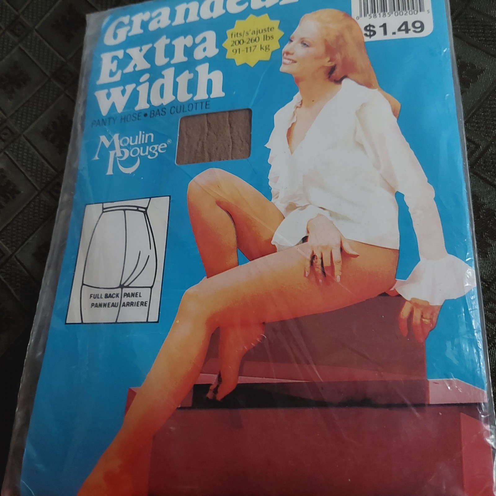 Vintage Pantyhose Rare Moulin Rouge Color Beige Queen 4X BFRIP2