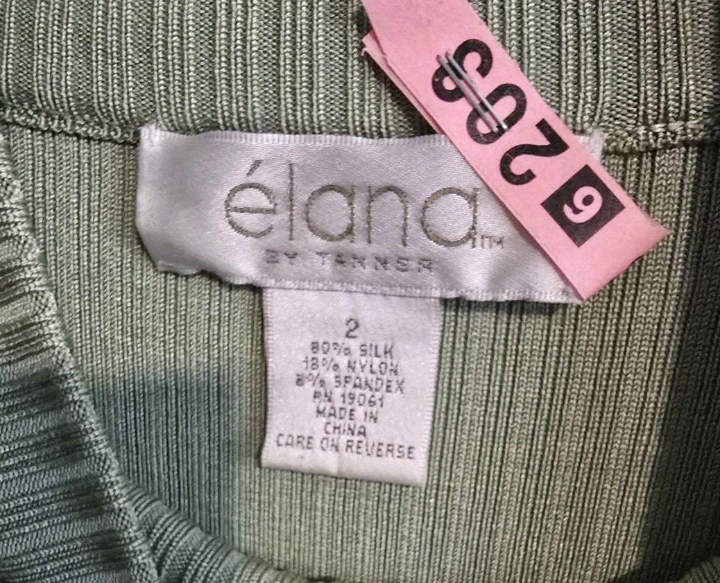 Elana by Tanner Silk 2-Piece Cardigan Jacket w Twin Tank Set Womens Size 2X Sage