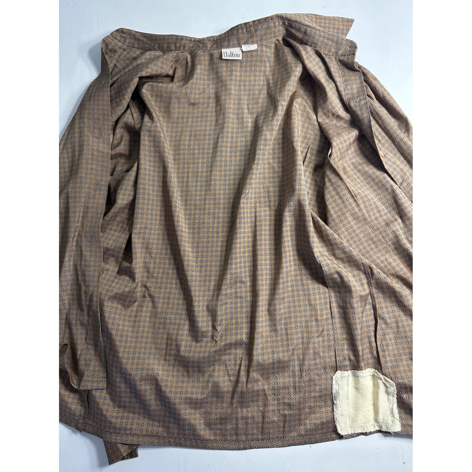 Dalton Vintage 2 Piece Skirt Set Brown Geometric Button Up Blouse Pleated Midi
