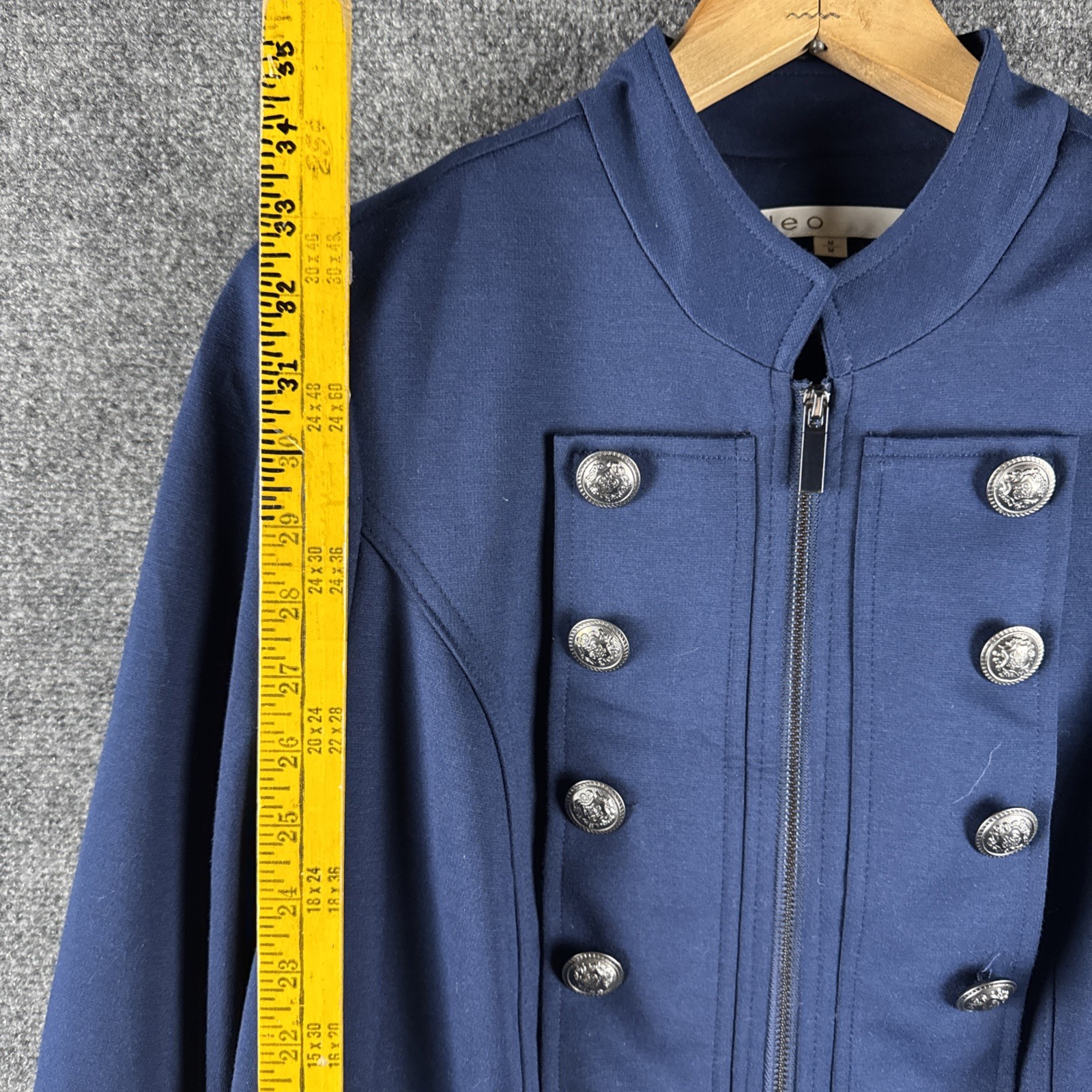 Cleo Navy Blue Button Up Vintage Styled Dress Coat ￼