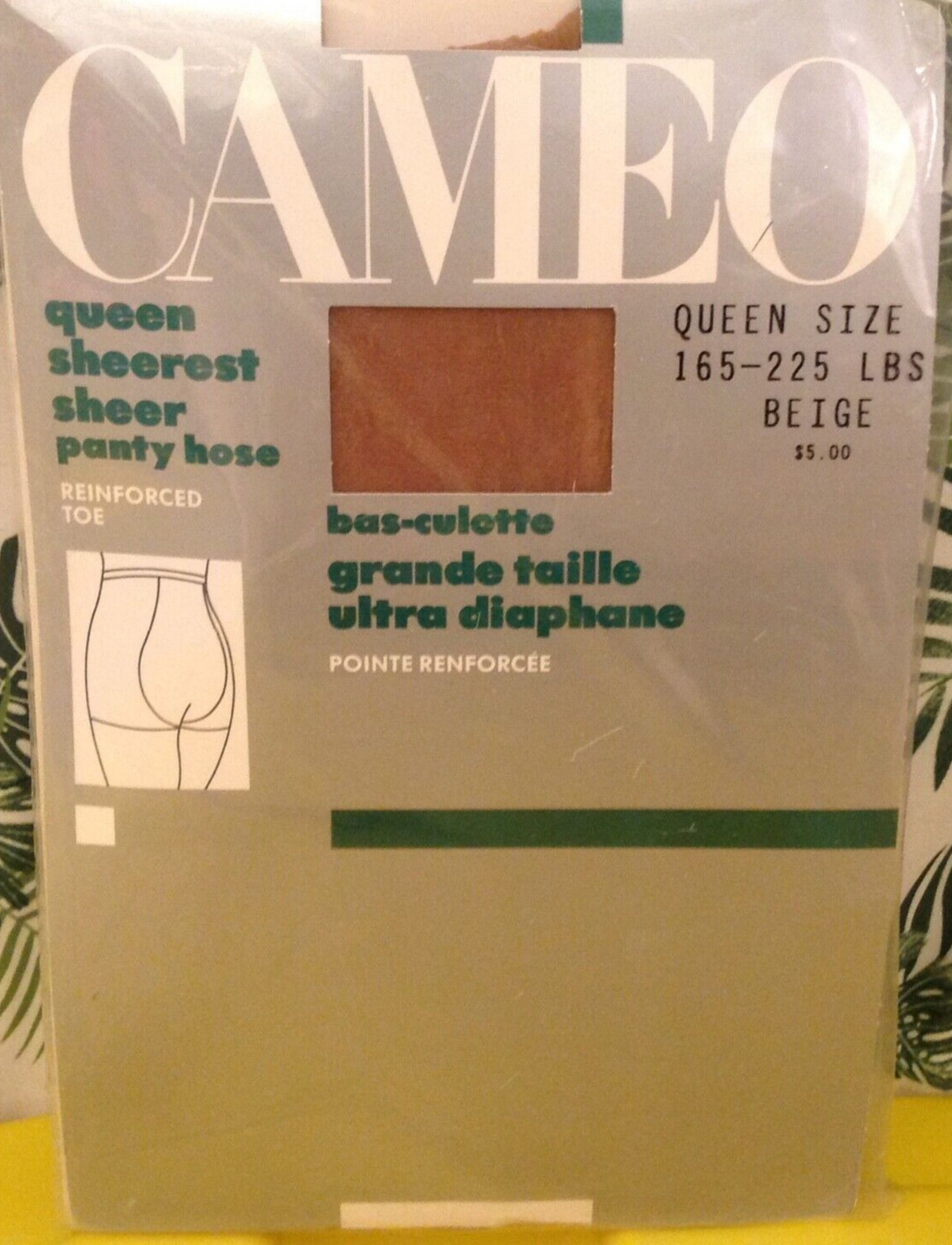 Vintage Pantyhose Cameo Sheerest Color Beige Queen Size 165-225 BCAQ02