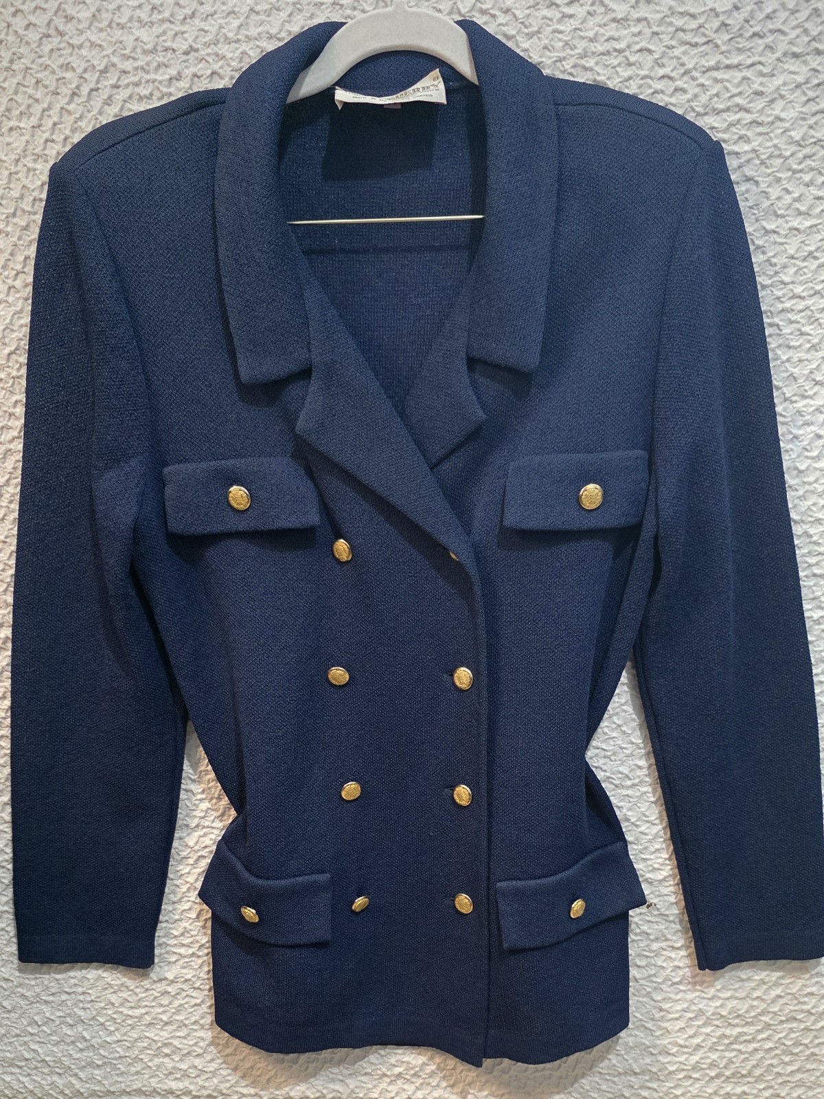 VTG Castleberry Navy Blue Blazer Jacket Career Gold Buttons Made in US 14