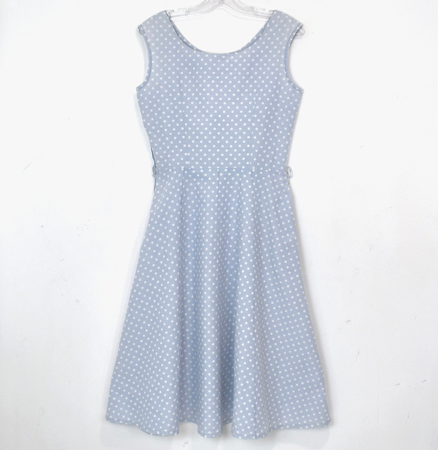 Vtg 40-50s KENROSE Chambray Blue Polka Dot Dress Housedress M-L