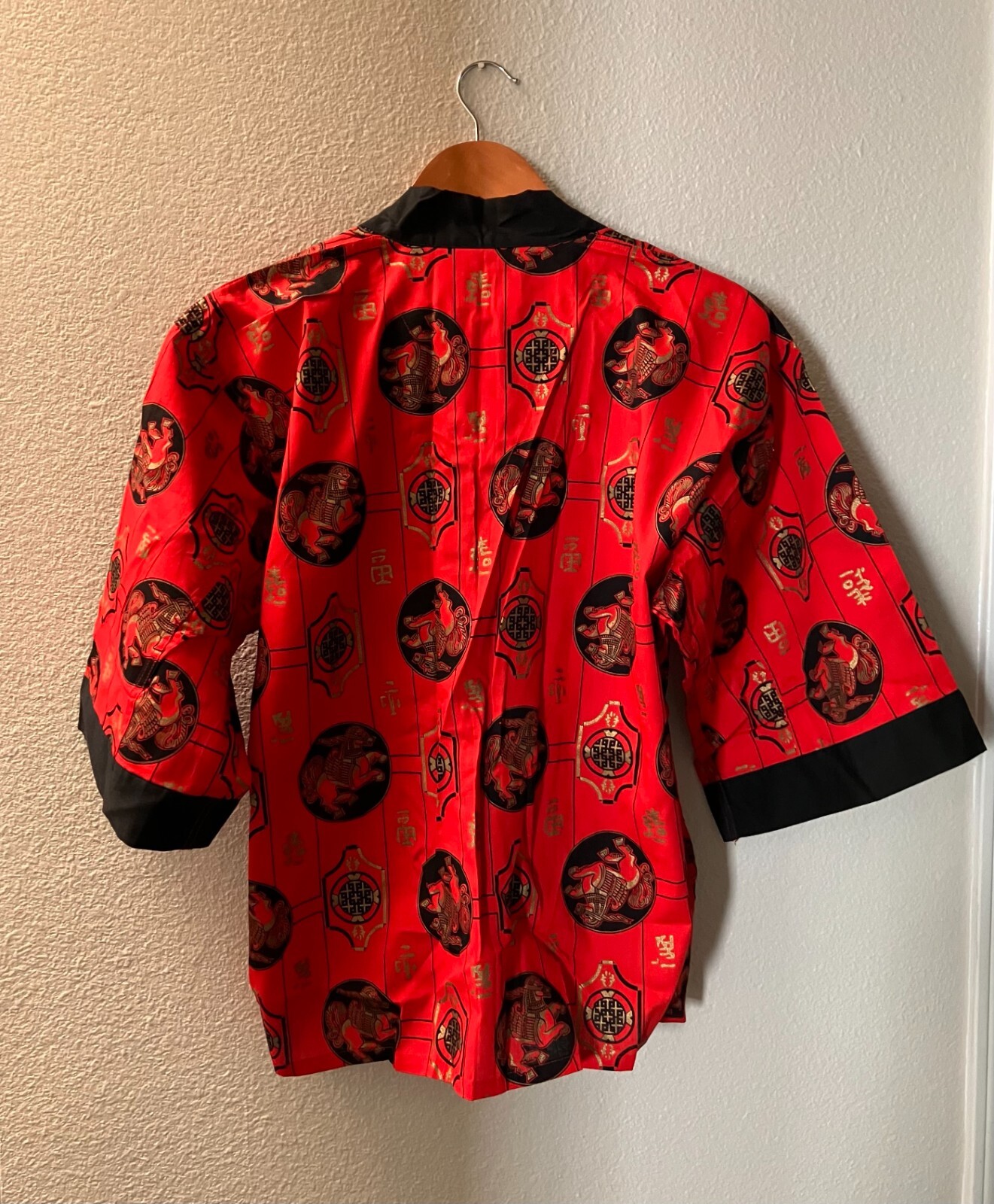 Vintage PLEETWAY Kimojama Red Black Gold Kimono Robe Top size 15/16
