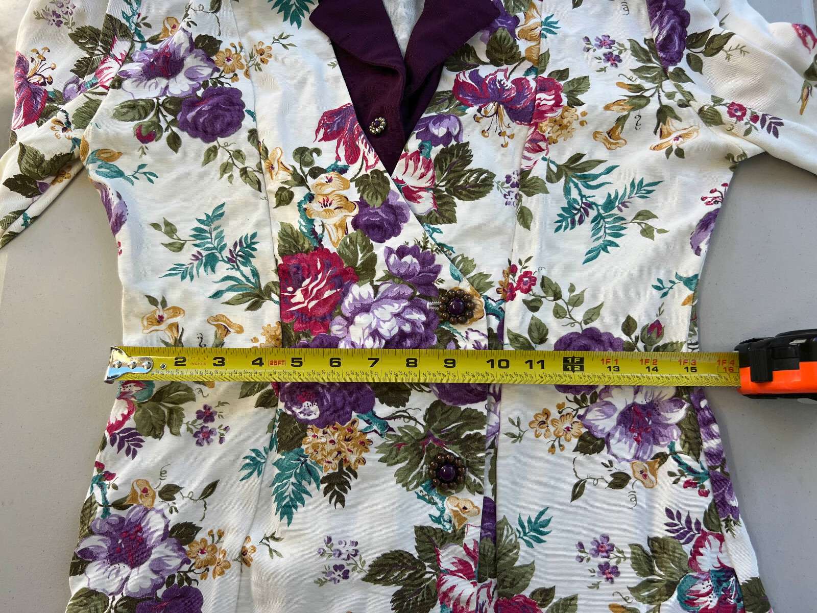 Vintage 80s Willy’s Influence Womens Floral Blouse Shoulder Pads Size 10 USA