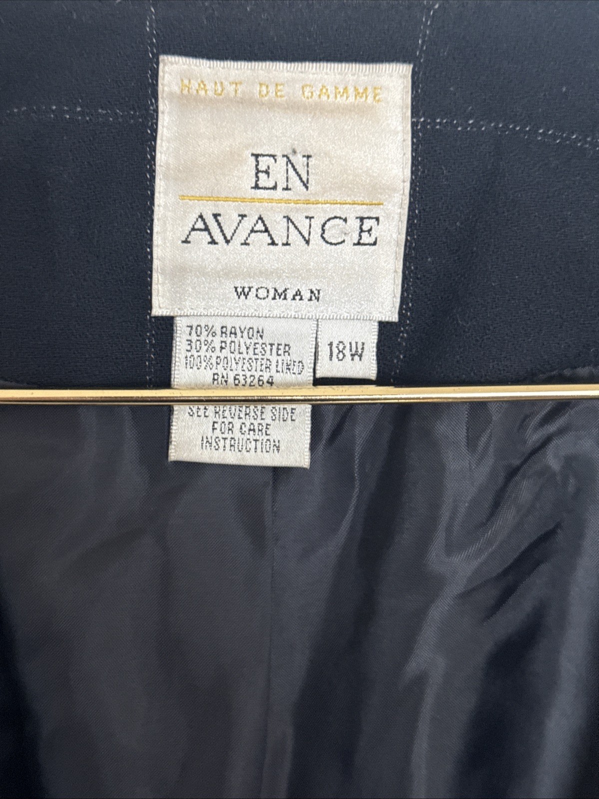 EN AVANCE Vintage Navy Double Breasted Military Style Crop Blazer Women’s 18W