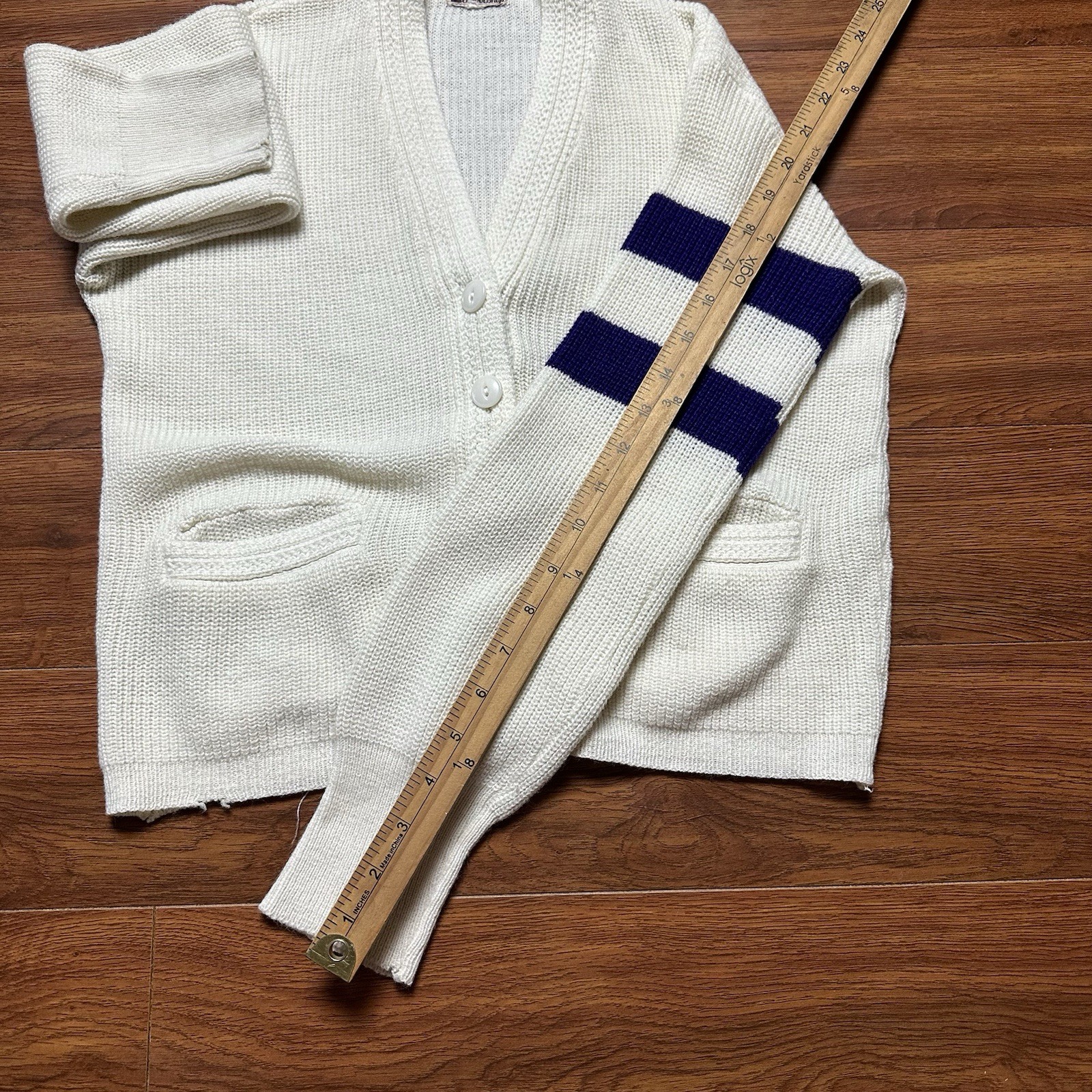 Vtg Keaton’s School Shop Varsity Letterman Cardigan S/M Button Sweater 50s 60s