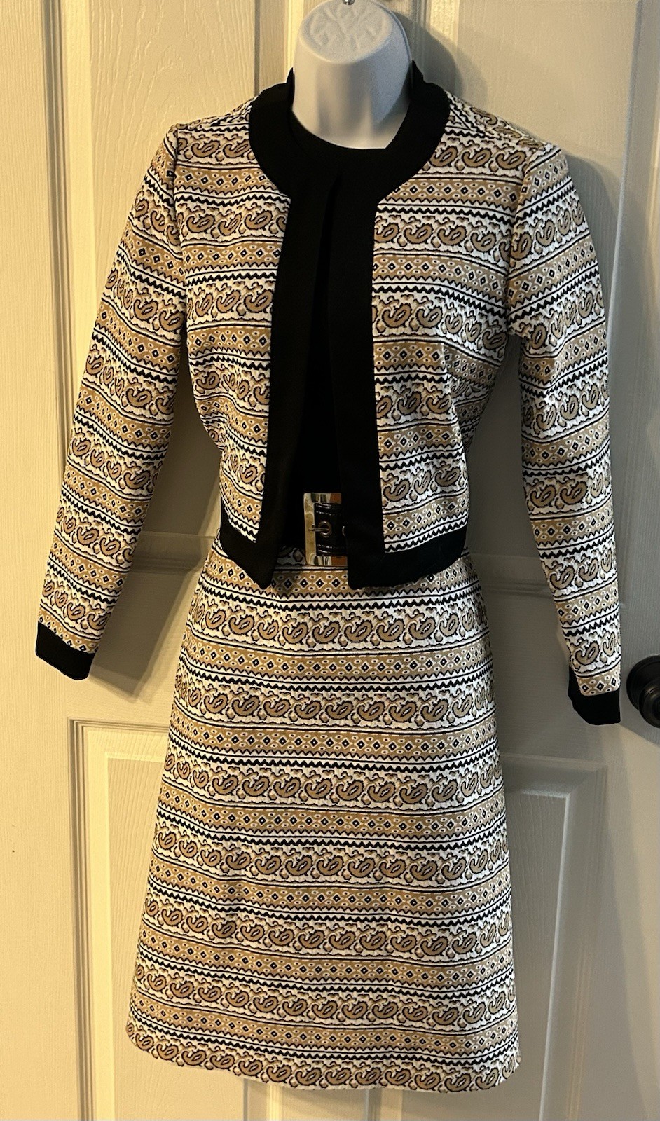 Vintage 60s Mod Bleeker Street Jacket Dress Set Geometric Structured Retro Union