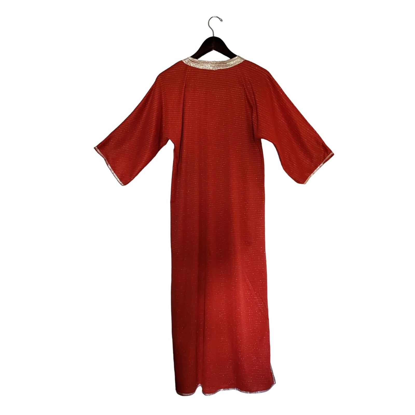 80s Moroccan Caftan Vintage Red Viscose Kaftan House Dress