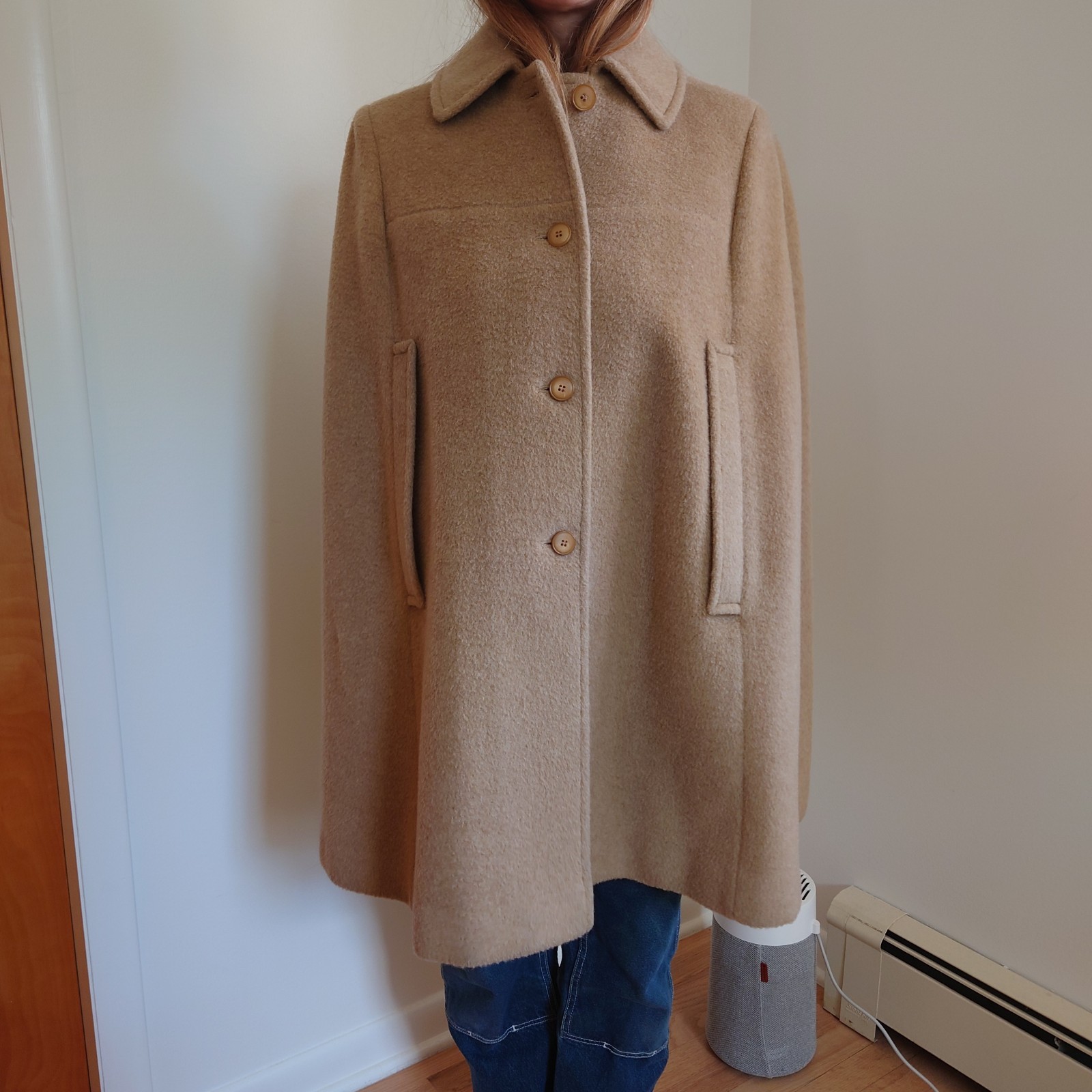 Vintage Pendleton Peacoat Cape 100% Virgin Wool Camel Cream 1960s Made In USA