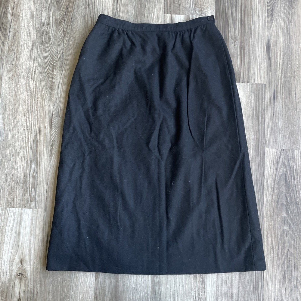 Vintage 70s Pendleton Wool Skirt Women’s Size 12 Black A-Line Midi USA Made