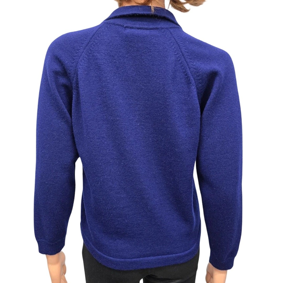 Vintage Bromley Pure New Wool Australian Patons Yarn Cardigan Sweater Blue S