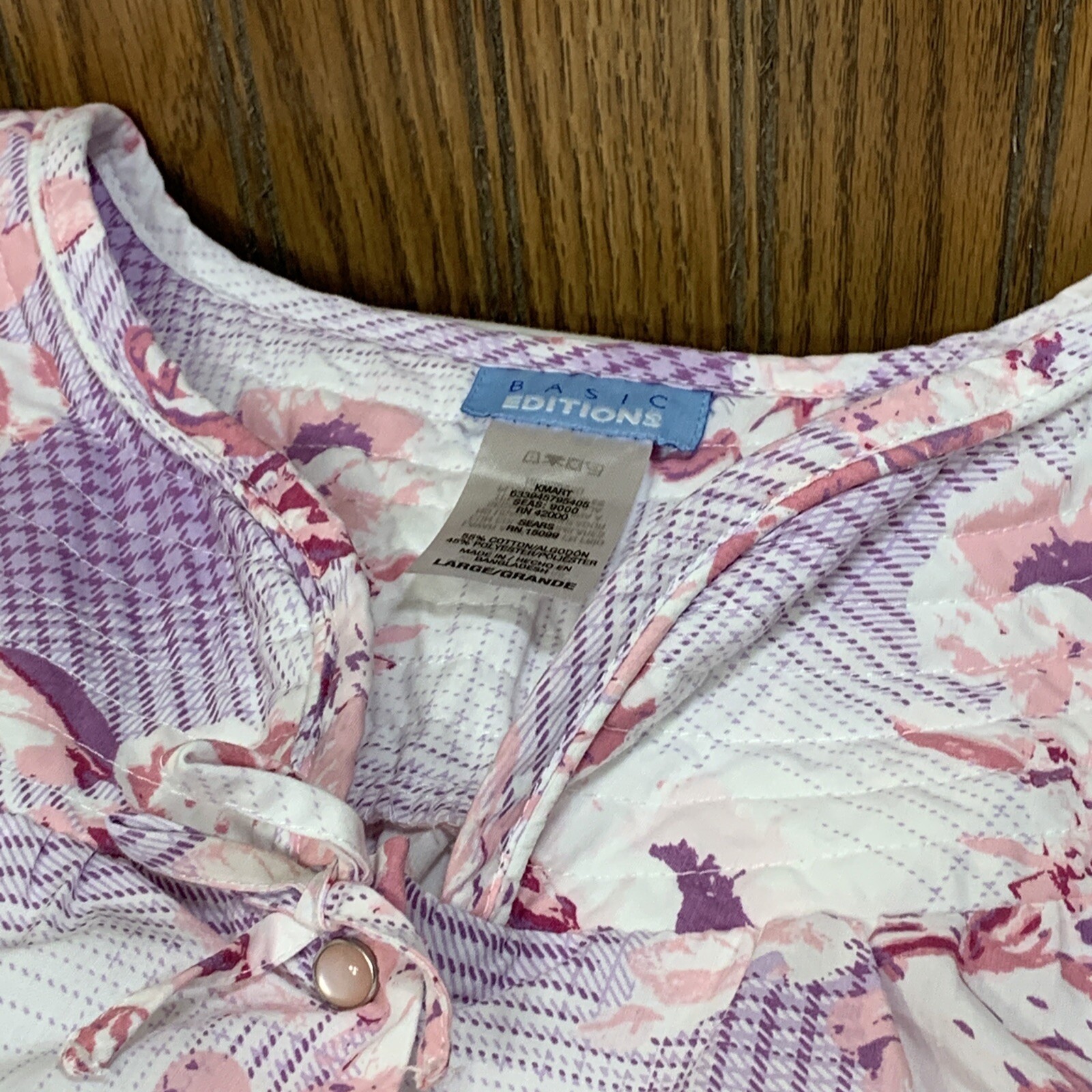 Vintage House Dress Snap Front Robe Duster Patio Lounger Size Large Grannycore