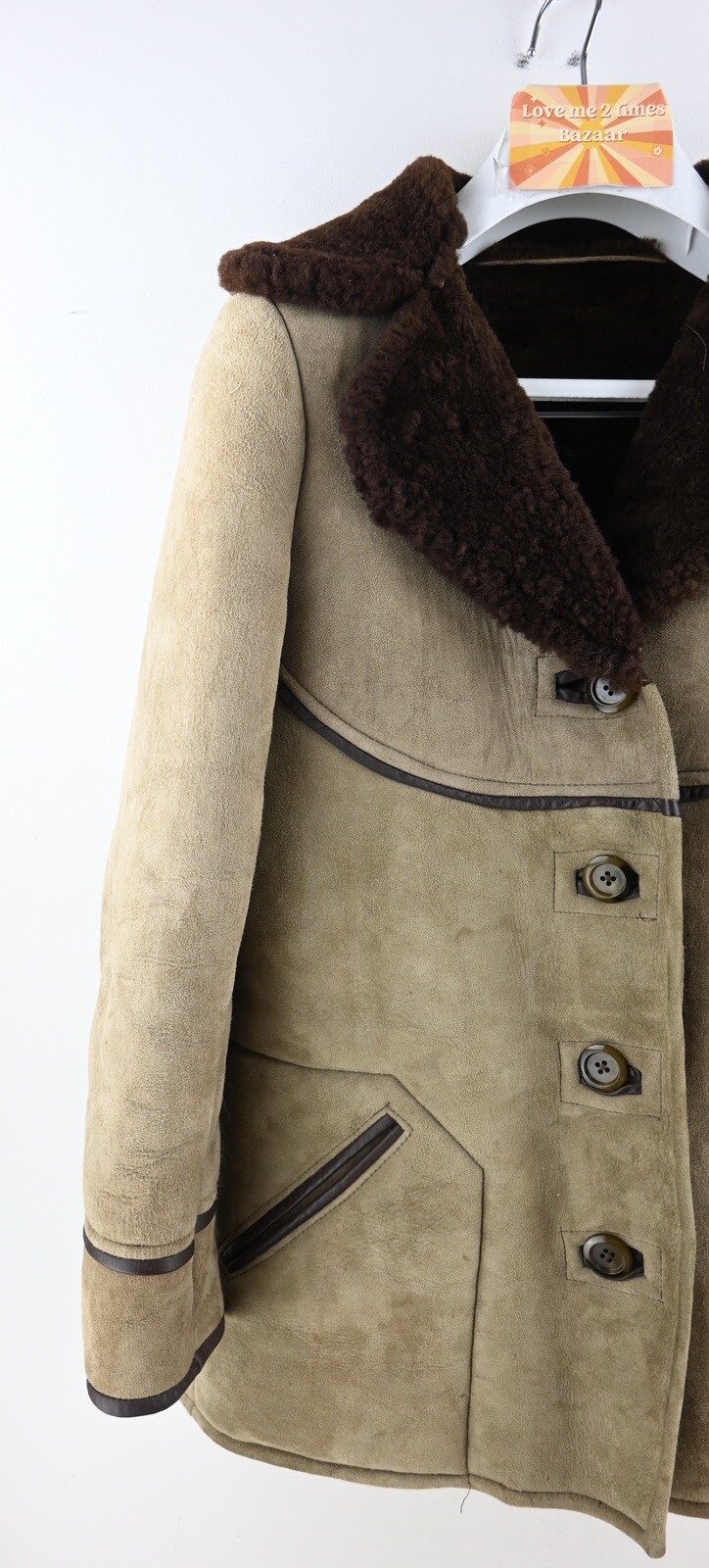 Vintage Macalistars Goldrush sueded shearling jacket in cocoa brown size 34/UK12