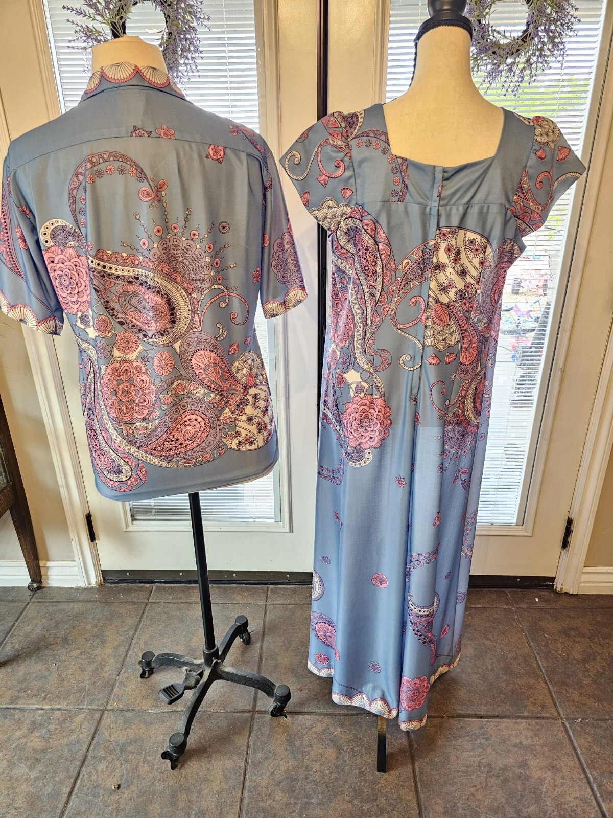 Vintage Ja-Na Of Hawaii Dress Maxi Muu Muu Shirt Set Floral Hawaiian Tropical