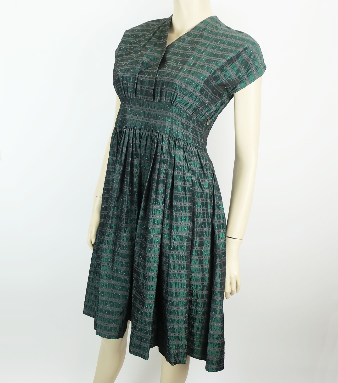 1950s DRESS model dress true vintage rockabilly size 36 wide skirt shiny