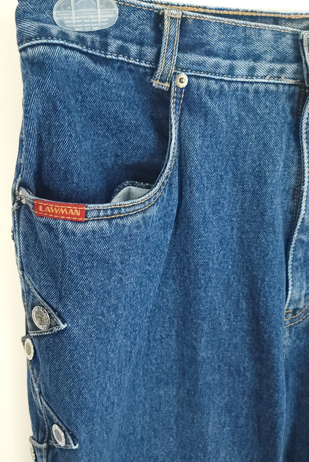 Vtg Lawman Western Jeans Junior’s 15 Blue Denim Distressed Faded Embellished