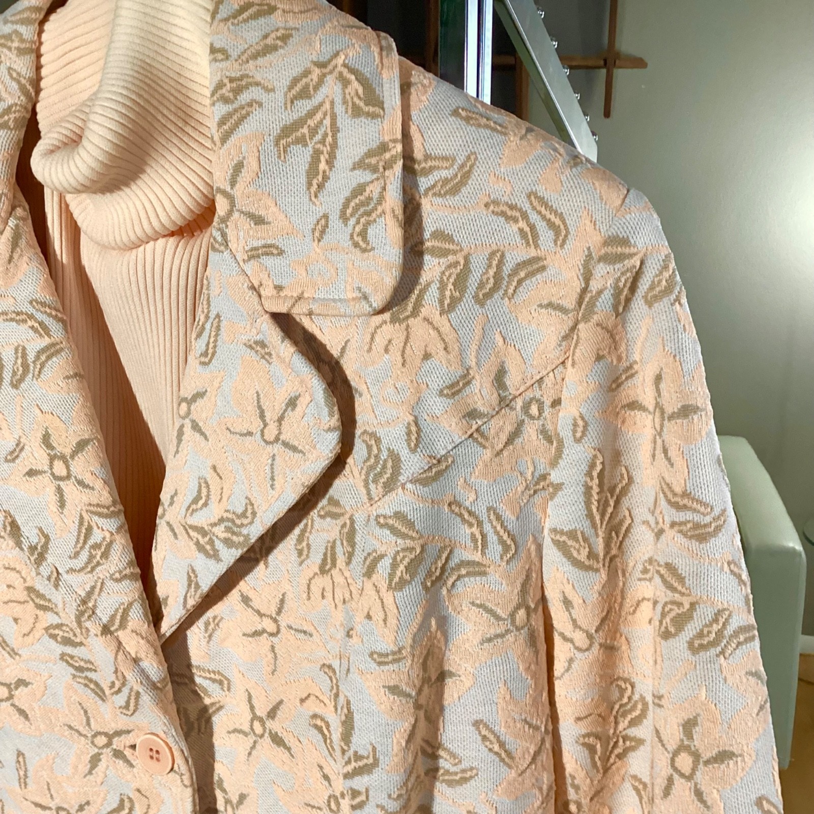 Vtg 1970’s PANHANDLE SLIM Western Pantsuit Flared PANTS+ JACKET + VEST Peach