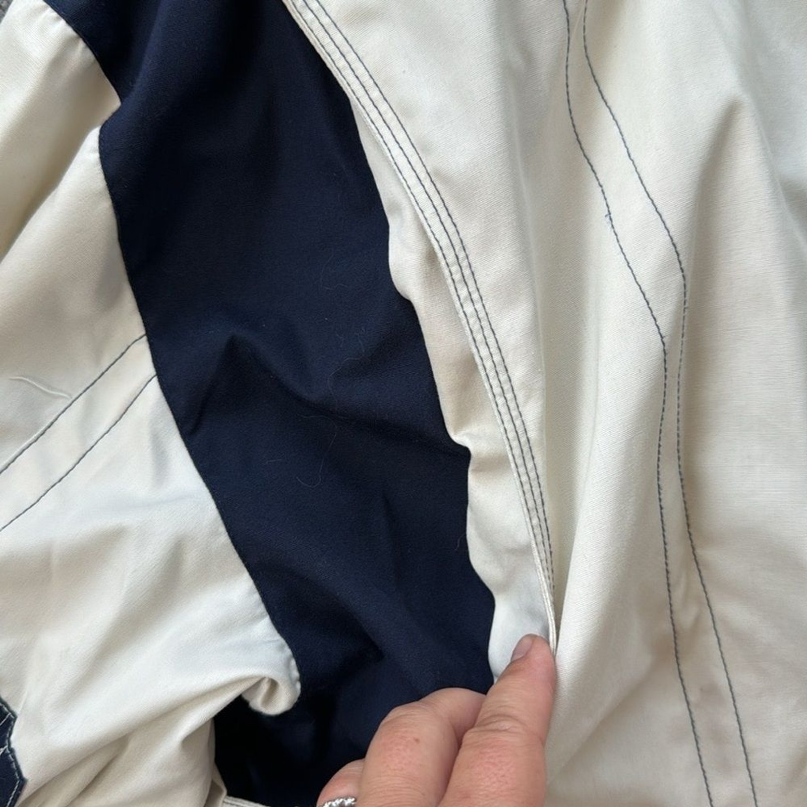 Vintage Mullberry Street Nautical Jacket Cream Navy Medium