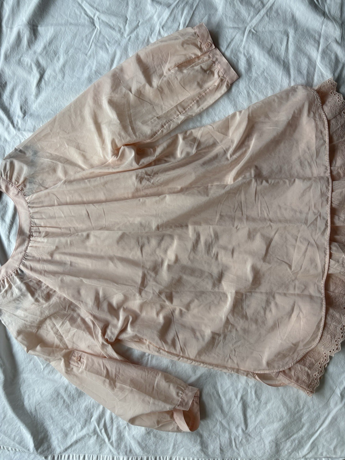 Soft Surroundings 1X Plus blush pink lined blouse with eyelet hem