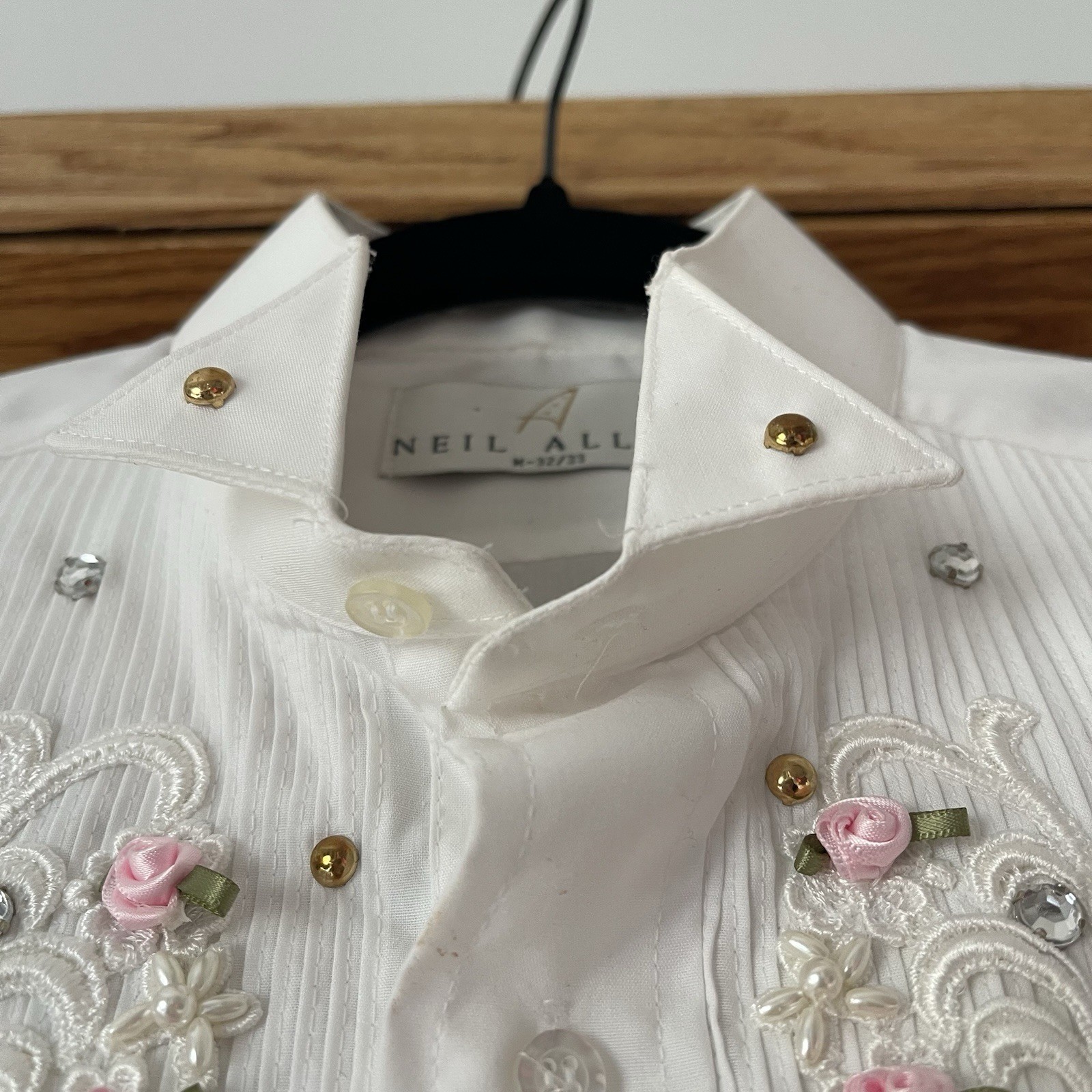 Vintage Rodeo Queen Western Pageant Shirt Floral Beaded Rhinestone Embellished