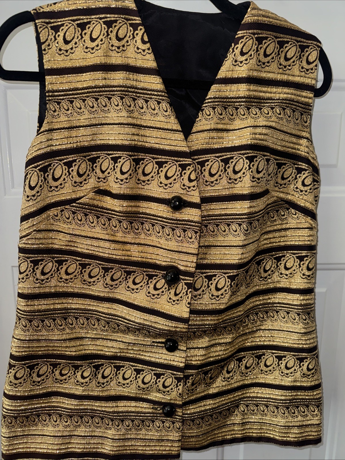 Vintage 70’s Nelly de Grab Metallic Gold & Black Vest Special Edition Size 12