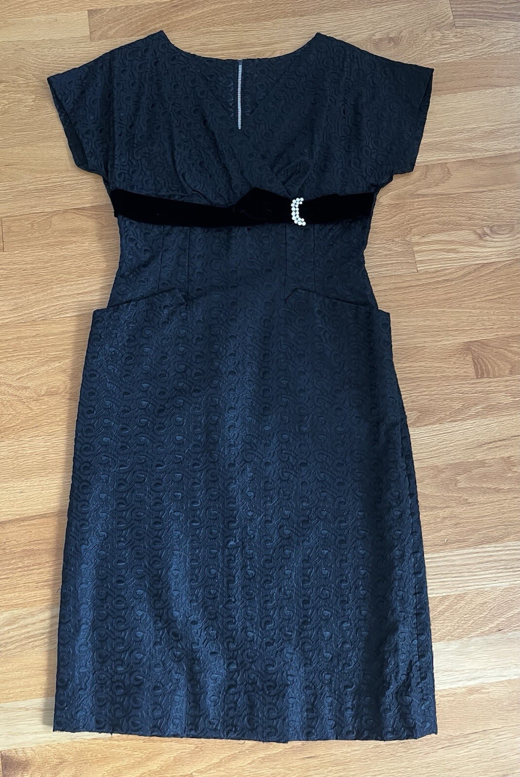 Vintage Stunning 1940’s 40’s Black Bombshell Pencil Dress Pinup S Fits 4 Brocade