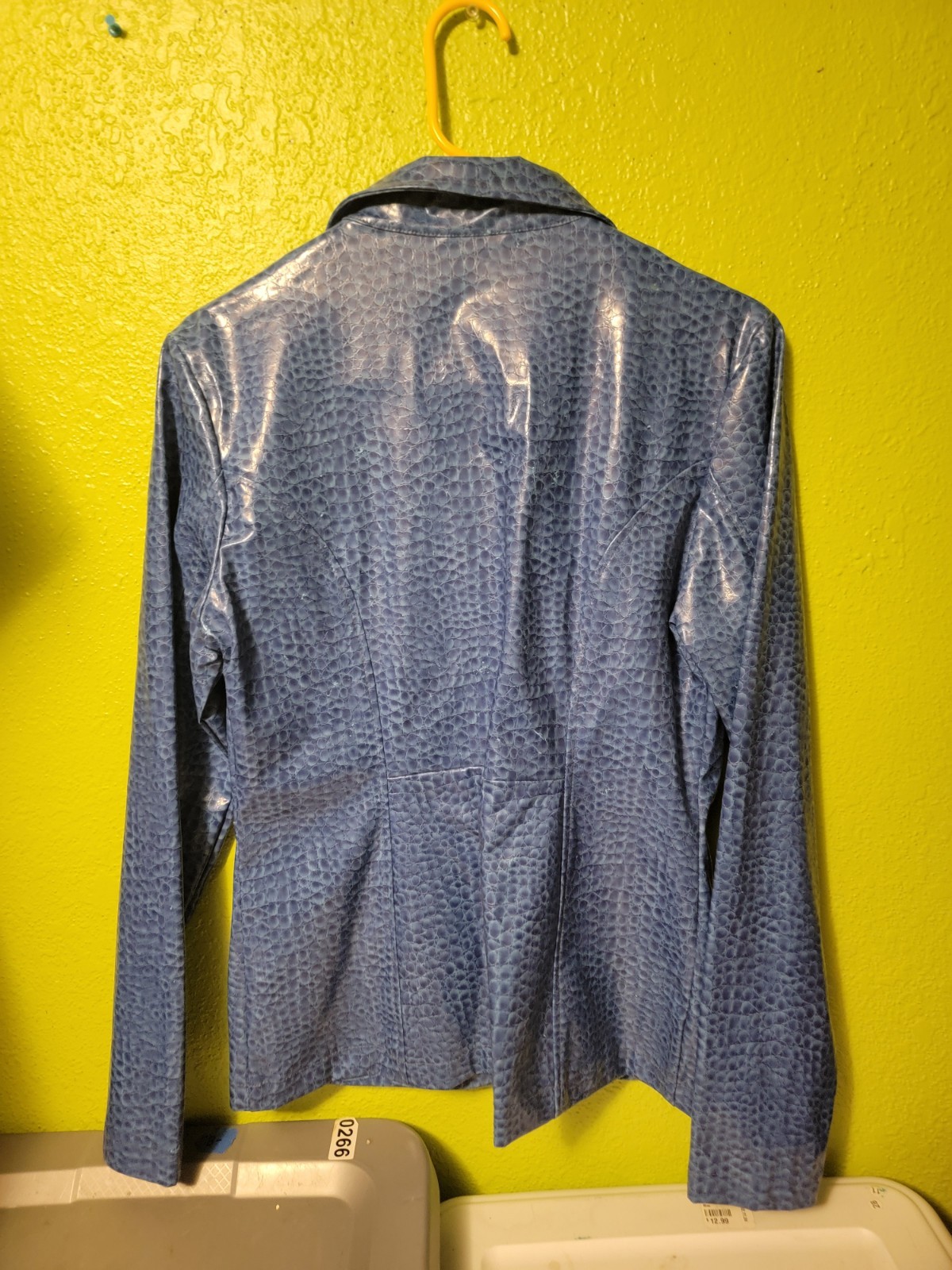 Tampa Vintage 1980s Womens Jacket Faux Snake Skin Print Retro Blue Medium